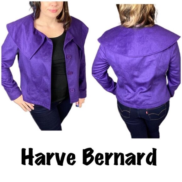 Harve Benard purple super soft collared jacket single breasted soft warm. Sz L - Picture 1 of 12
